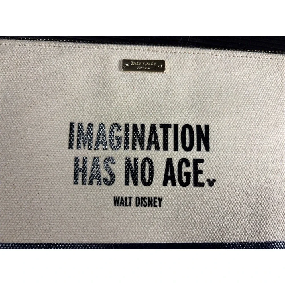 Kate Spade Disney ''Imagination Has No Age'' Walt Disney Canvas Zip Clutch 10”